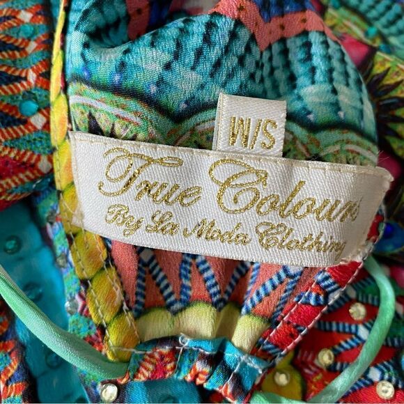 La Moda Clothing Resortwear Multicolored Kaftan Maxi Dress Size S/M - Picture 9 of 12